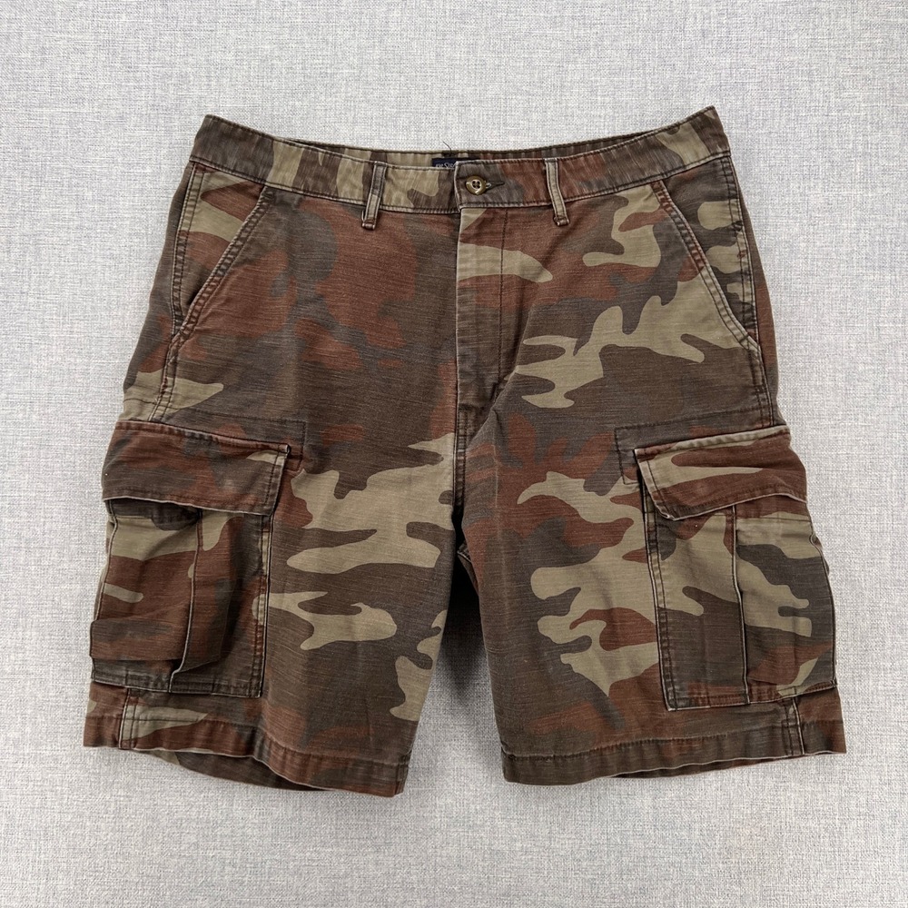 Levi's Strauss Cargo Shorts Men 34 Brown Camo Military Utility Workwear Y2K